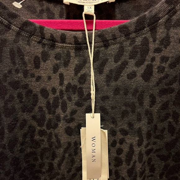 Workshop Republic Clothing Gray Leopard Long Sleeve Top - Picture 3 of 3